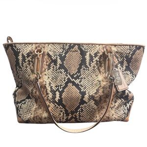 Coach Madison East West Python Canvas Snakeskin Print Tote
